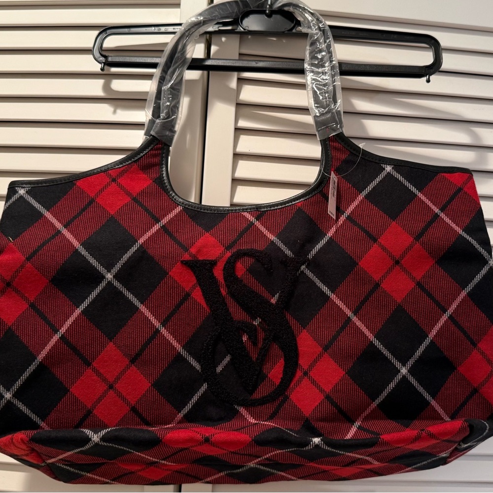 Victoria's Secret Red and Black Checkered Tote